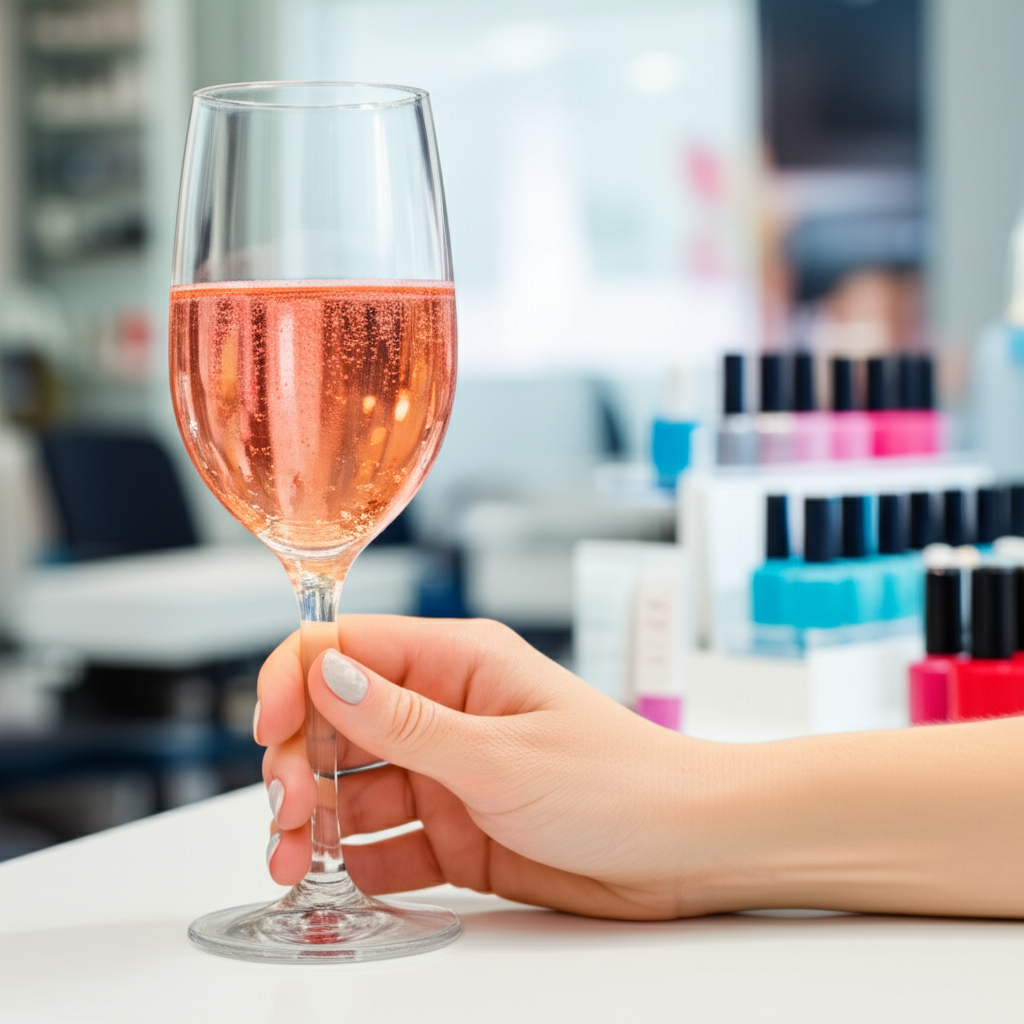 Generate a high-quality, relevant image prompt for an article about: Are Drinks Free at Nail Salons?
