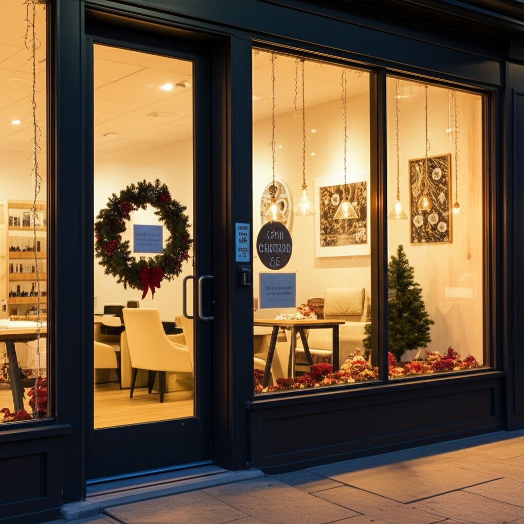 Generate a high-quality, relevant image prompt for an article about: Nail Salon Open Christmas Eve: