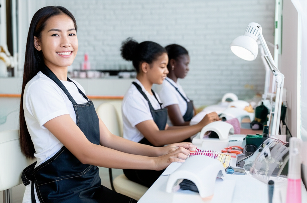Generate a high-quality, relevant image prompt for an article about: Can a 14 Year Old Work at Nail