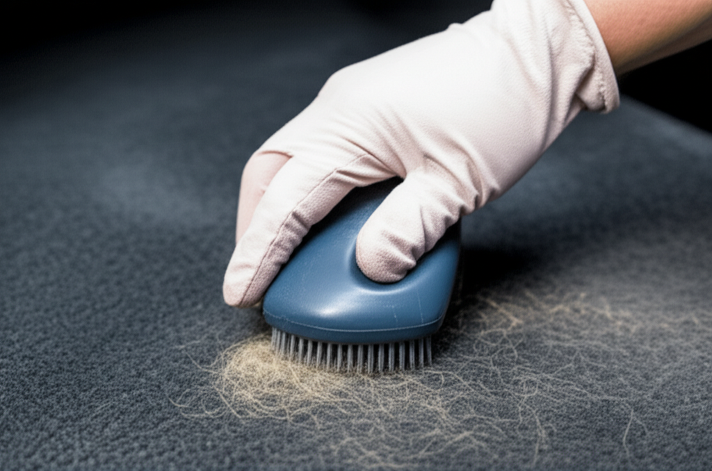 Generate a high-quality, relevant image prompt for an article about: How To Get Dog Hair Out Of Car