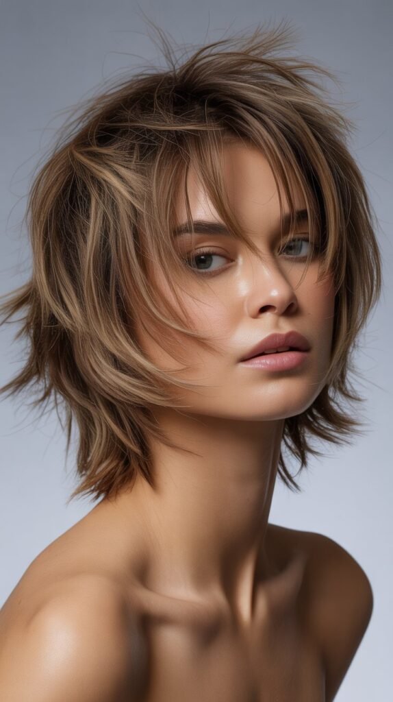 31. Shaggy Choppy Bob with Volume at Crown