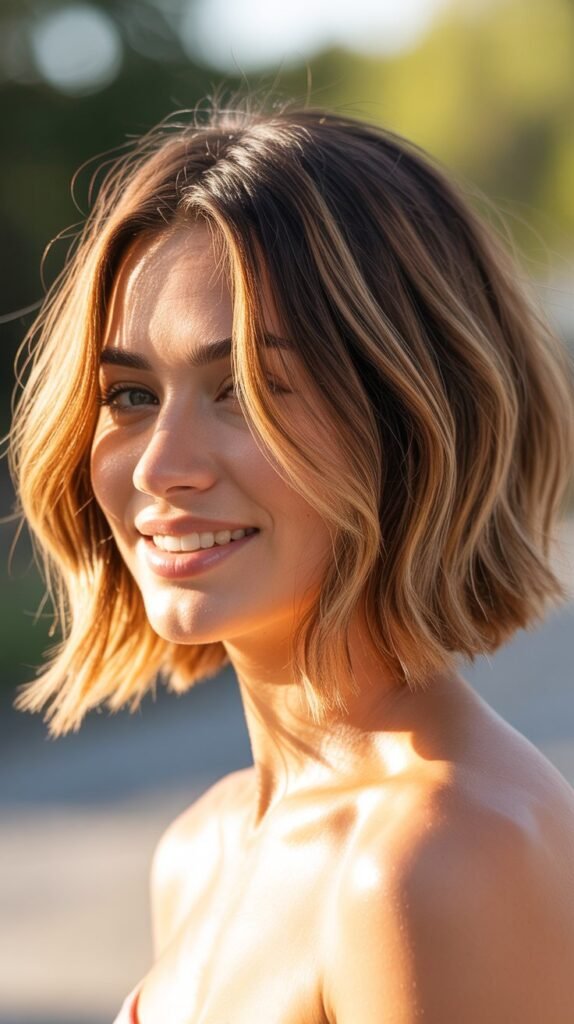 12. Choppy Bob with Balayage Highlights