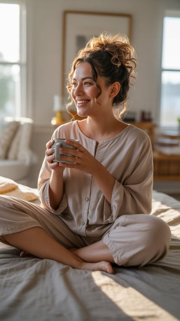 13. Pineapple Updo For Curly Hair