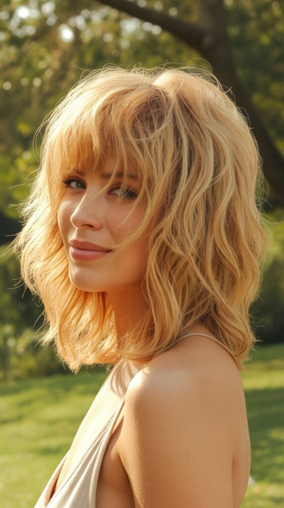 10. Tousled Long Bob with Shaggy Bangs