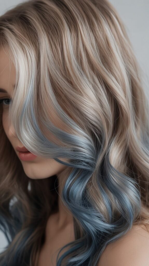 Silver-Blue Lowlights for Cool-Toned Sophistication