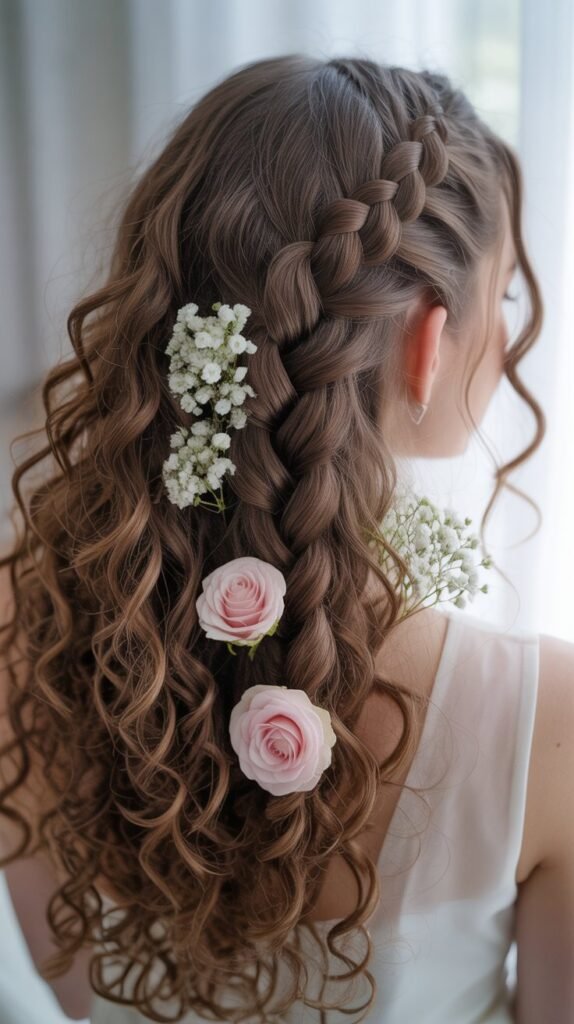 8. Waterfall Braid with Cascading Curls