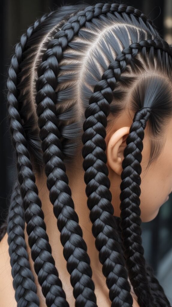 22. Stitch Braids Cornrows with Box Braids