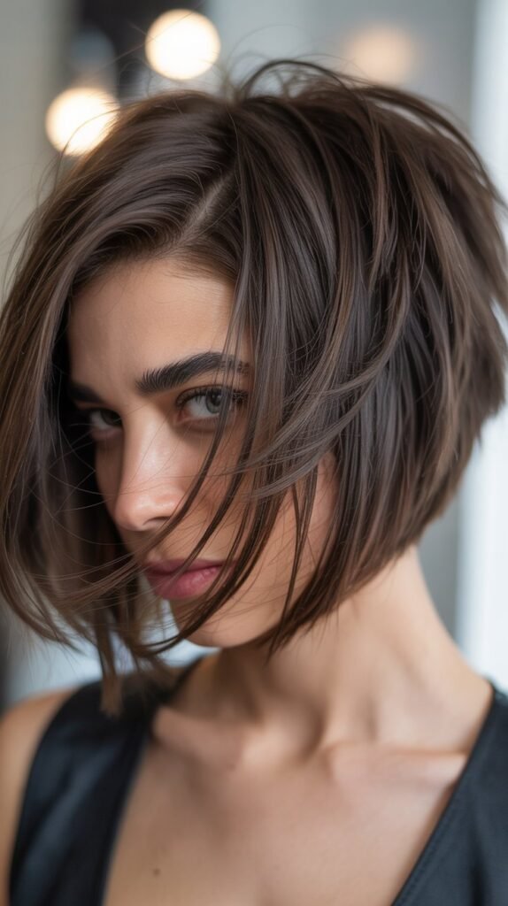 23. Shaggy Bob with Deep Side Part