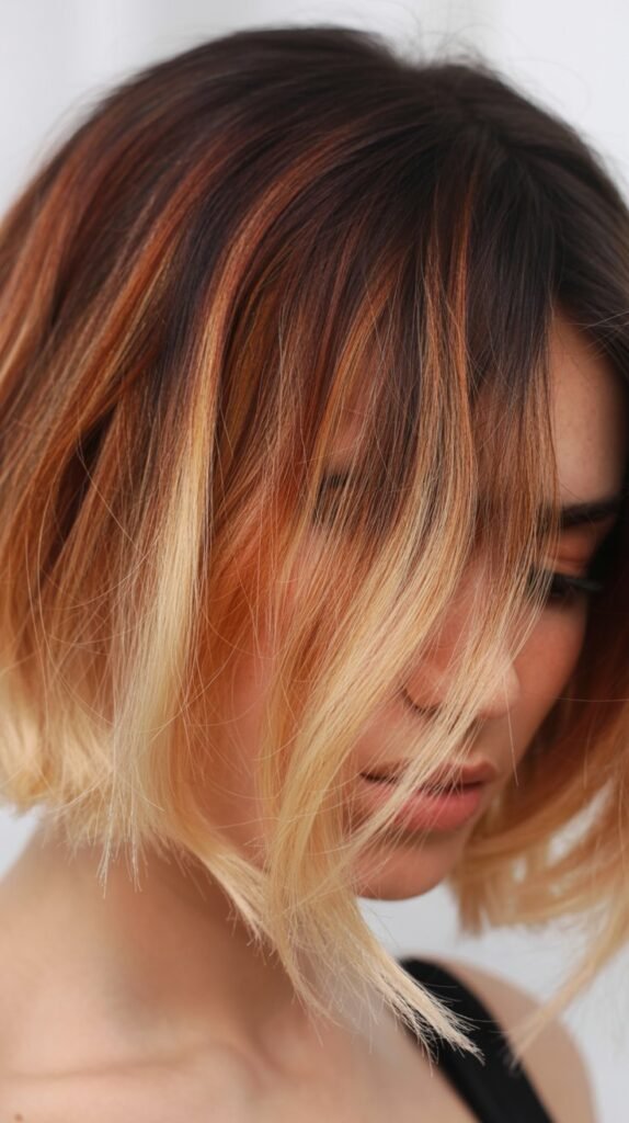 8. Choppy Bob with Balayage Ombre