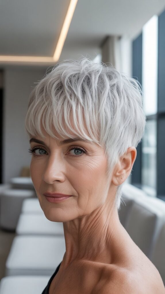 27. Textured Pixie with Piecey Bangs