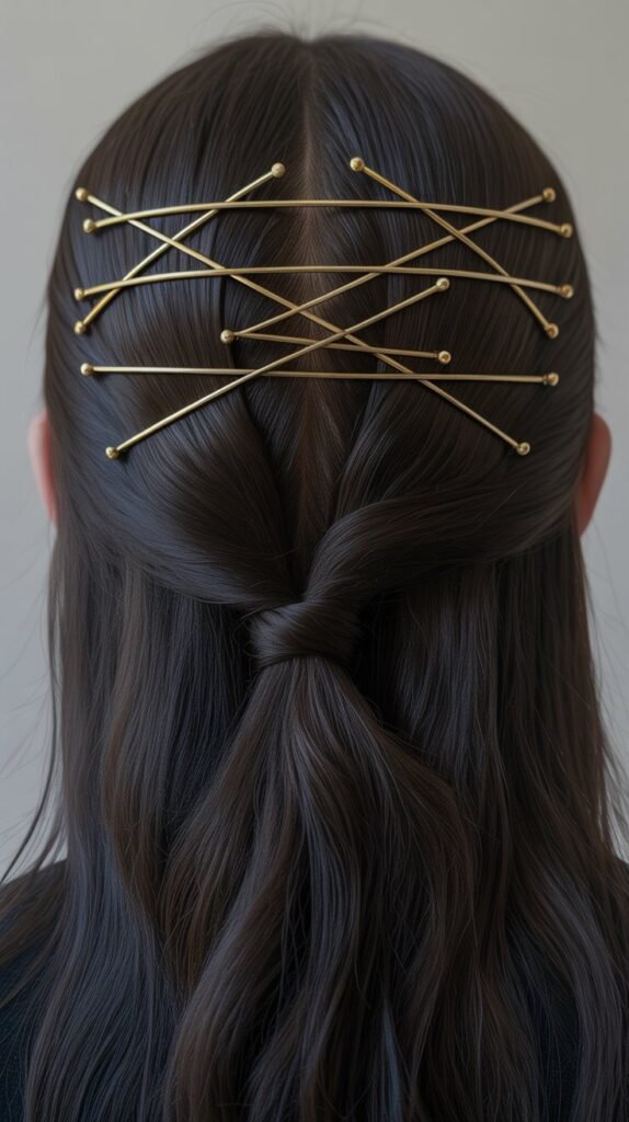 23. Half-Up with Crisscross Bobby Pins