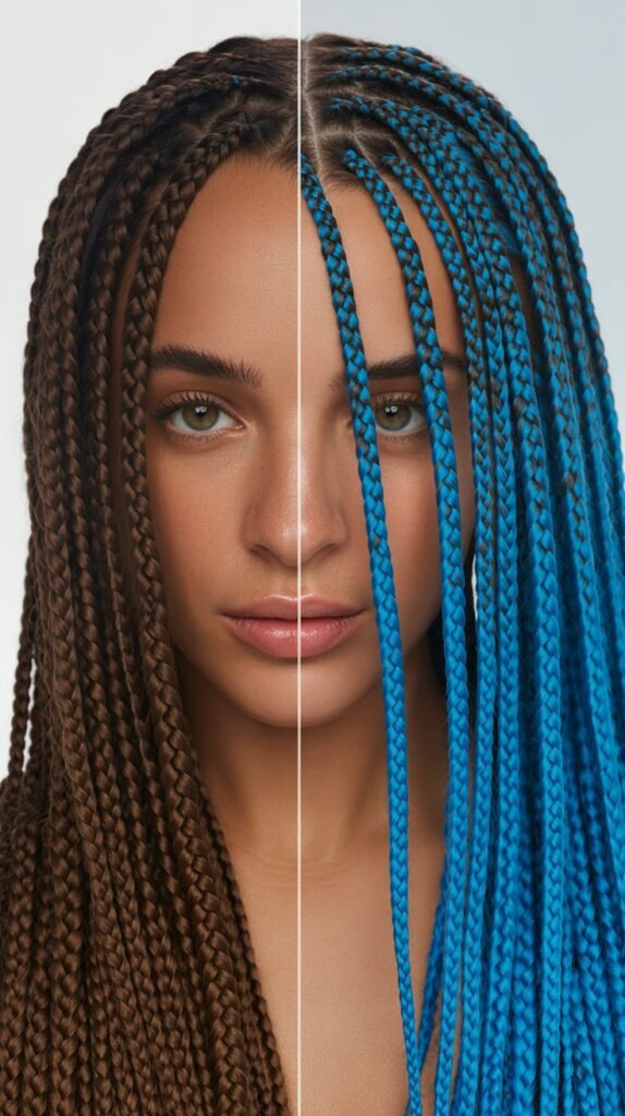 33. Peekaboo Color Side Part Knotless Braids