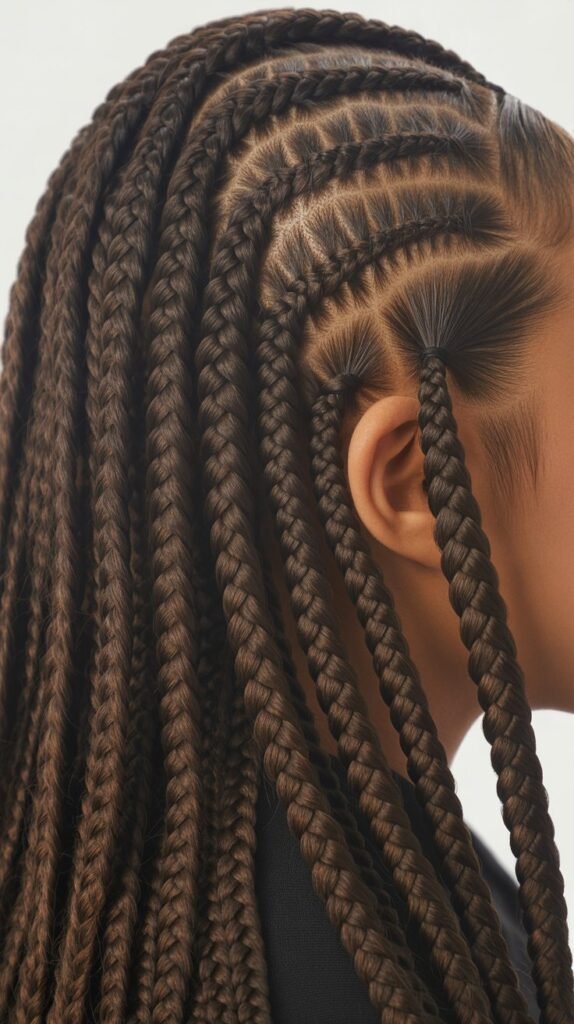 25. Knotless Box Braids with Cornrows
