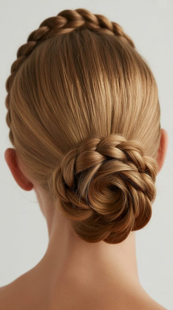 23. Braided Ponytail Updo