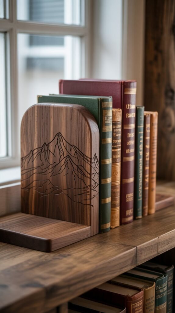 15. Wooden Bookends