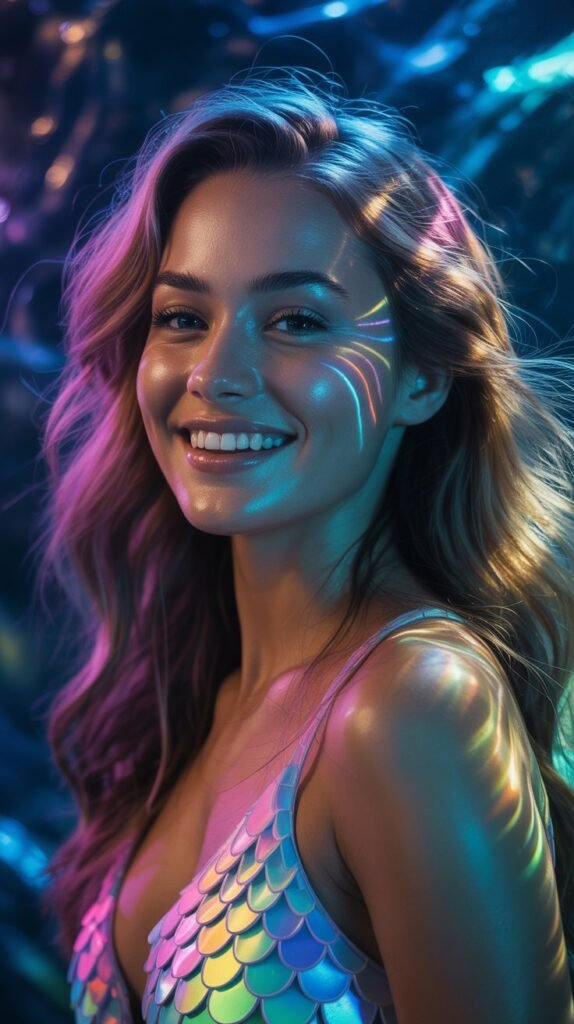 Neon Electric Mermaid Rainbow