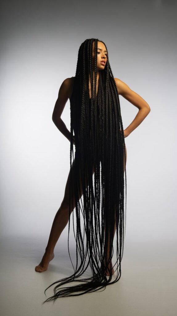 24. Extra Long Side Part Knotless Braids