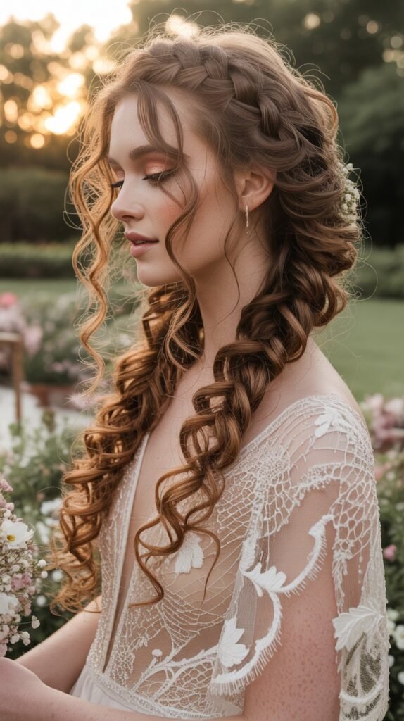 9. Waterfall Braid with Curls