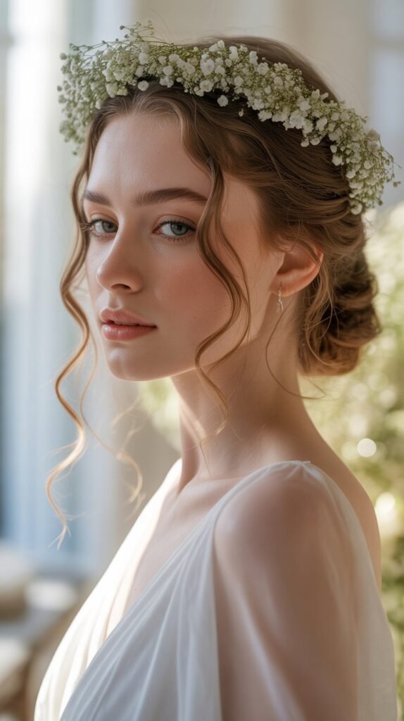 17. Half-Up with Baby's Breath Crown