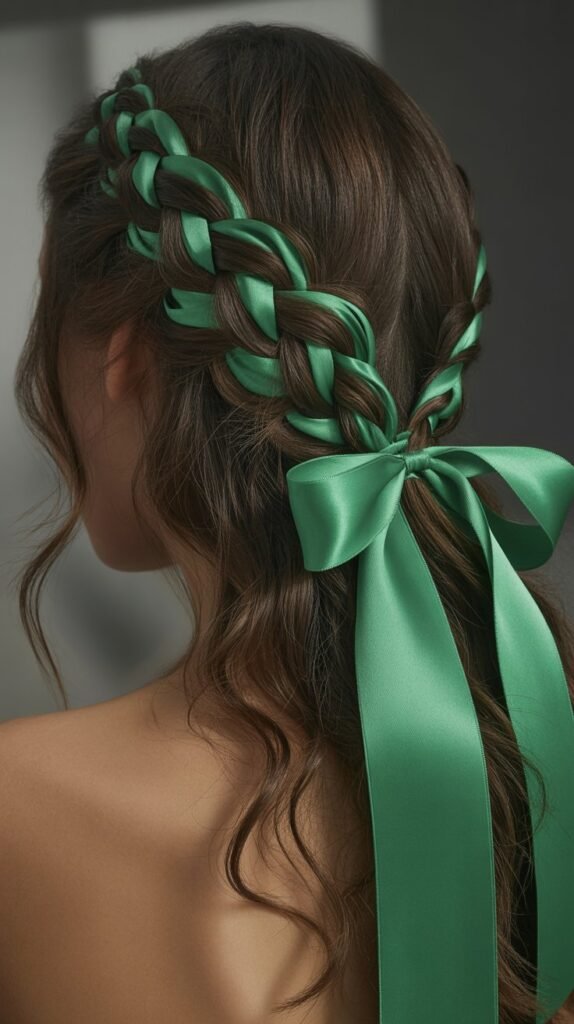 11. Half-Up with Ribbon Weave