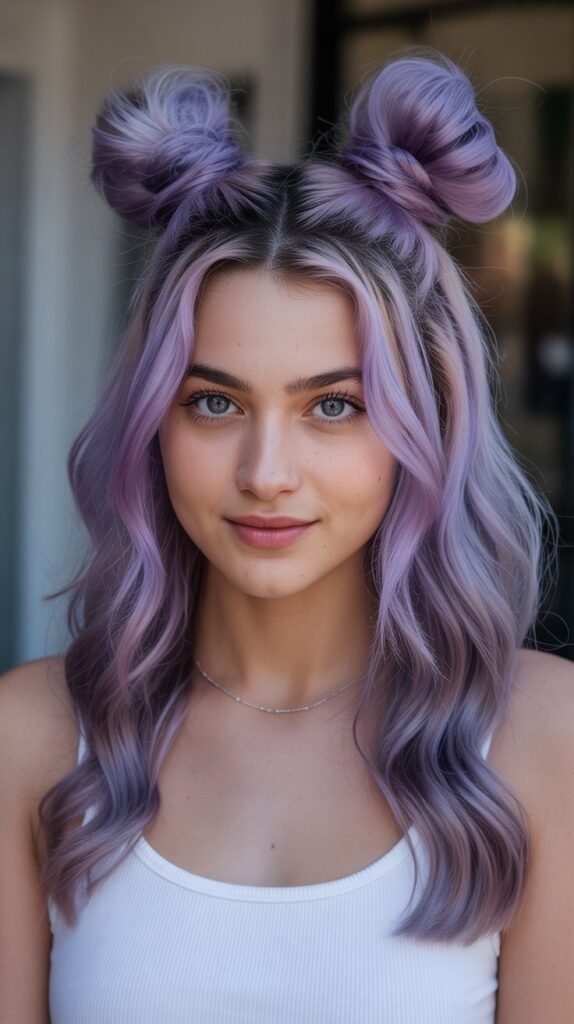 18. Half-Up Space Buns