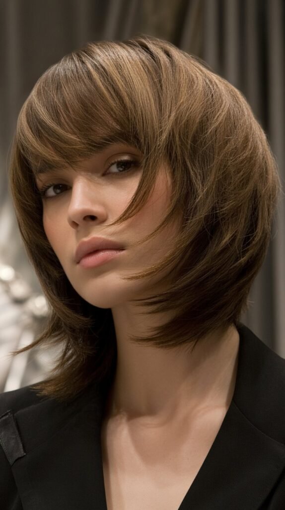  Choppy Bob with Deep Side Bangs