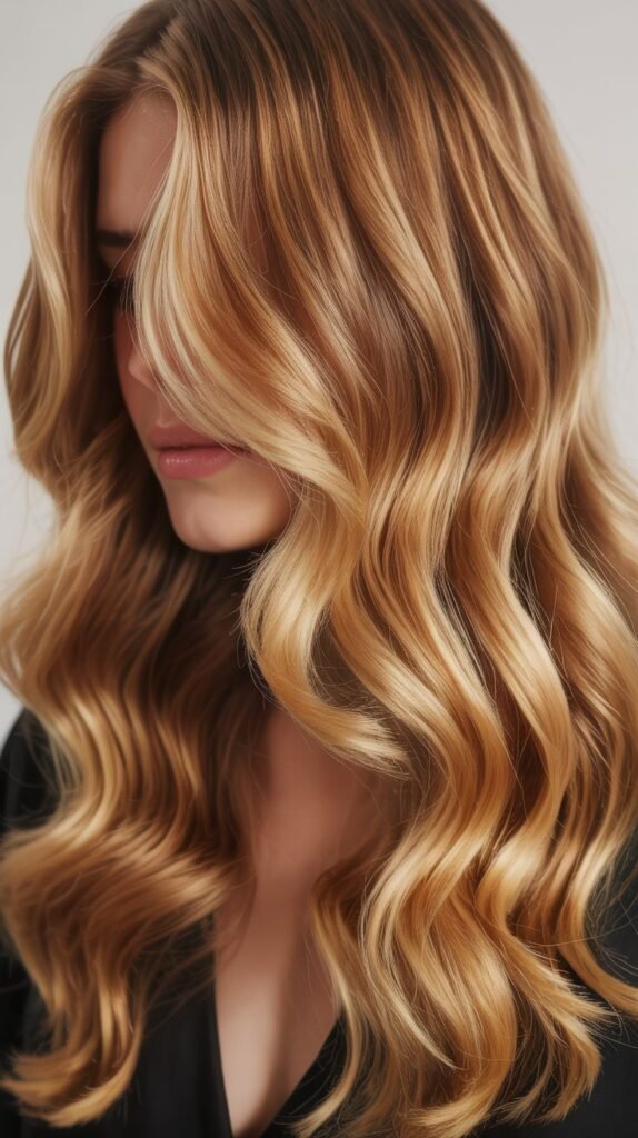 24. Golden Blonde with Caramel Balayage
