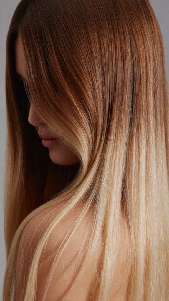 12. Chocolate Balayage with Vanilla Blonde Tips