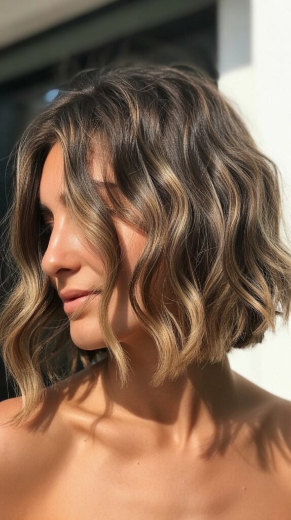 8. Wavy Shaggy Bob with Middle Part