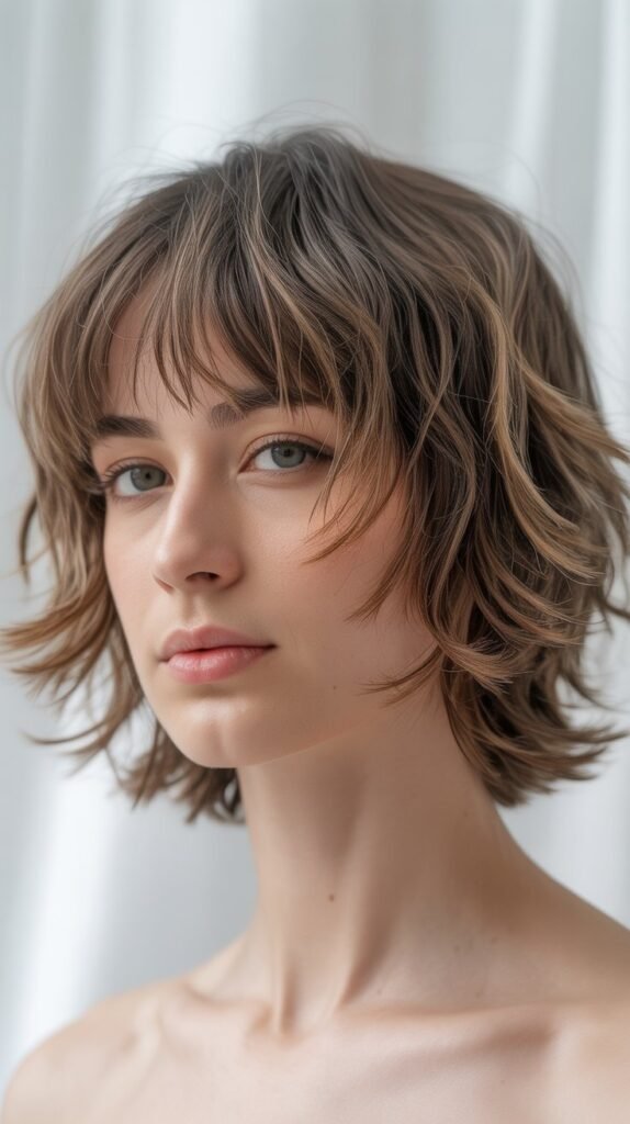 3. Shaggy Choppy Bob with Bangs
