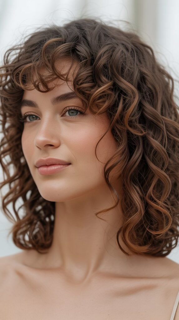 12. Curly Long Bob with Curly Bangs