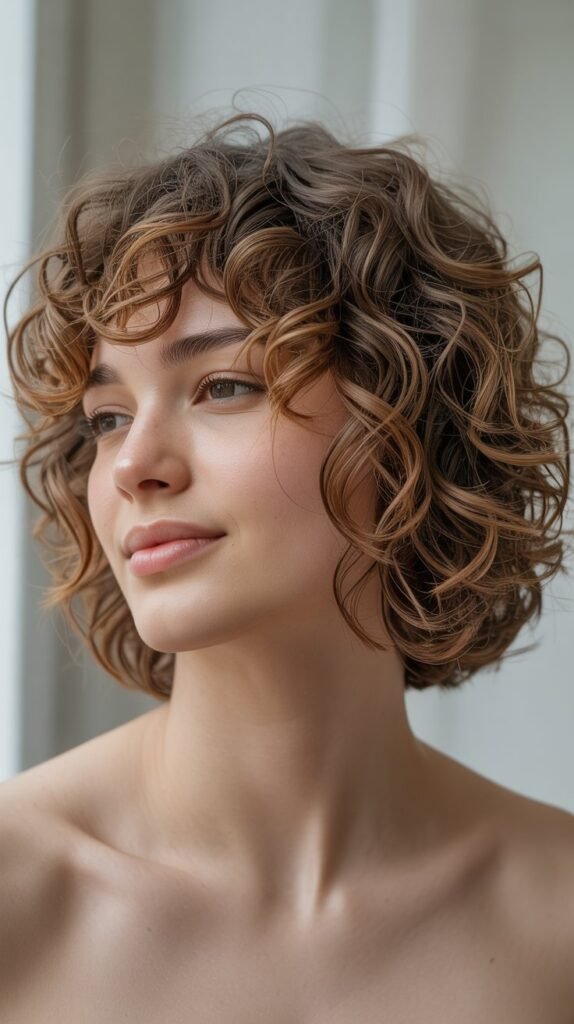 5. Curly Shaggy Choppy Bob