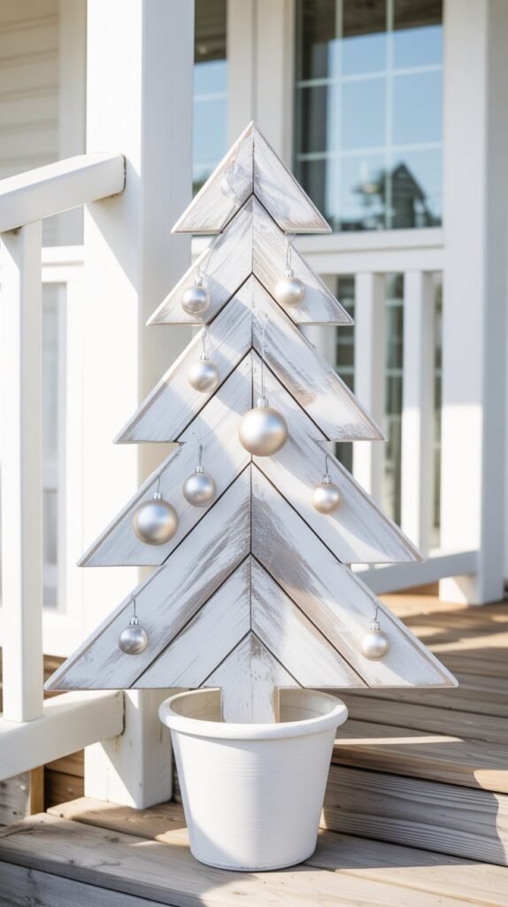 14. Whitewashed Wooden Christmas Trees