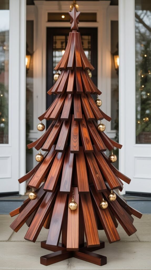 12. Stained Wood Art Christmas Trees