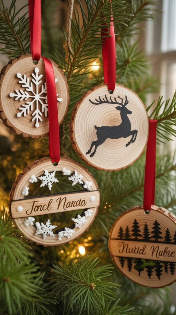 1. Wooden Christmas Tree Ornaments