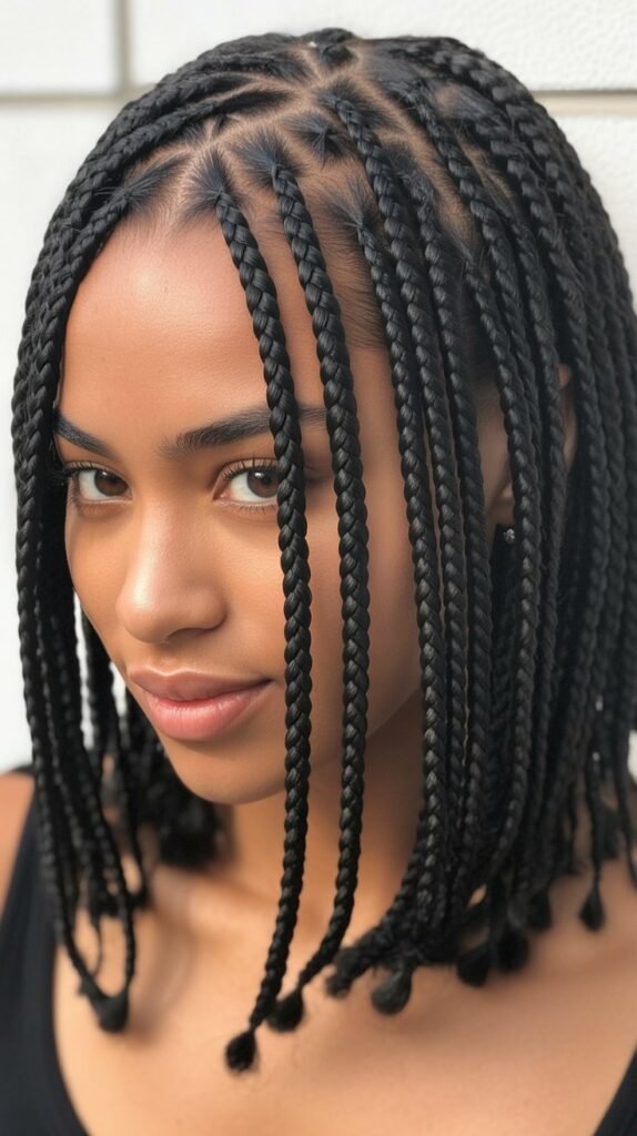 20. Long Bob with Micro Braids