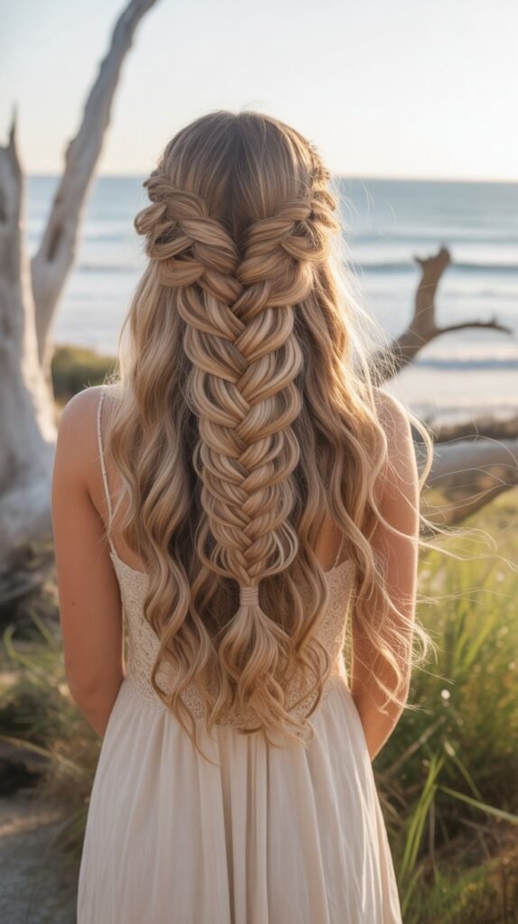 20. Fishtail Braid Half-Up