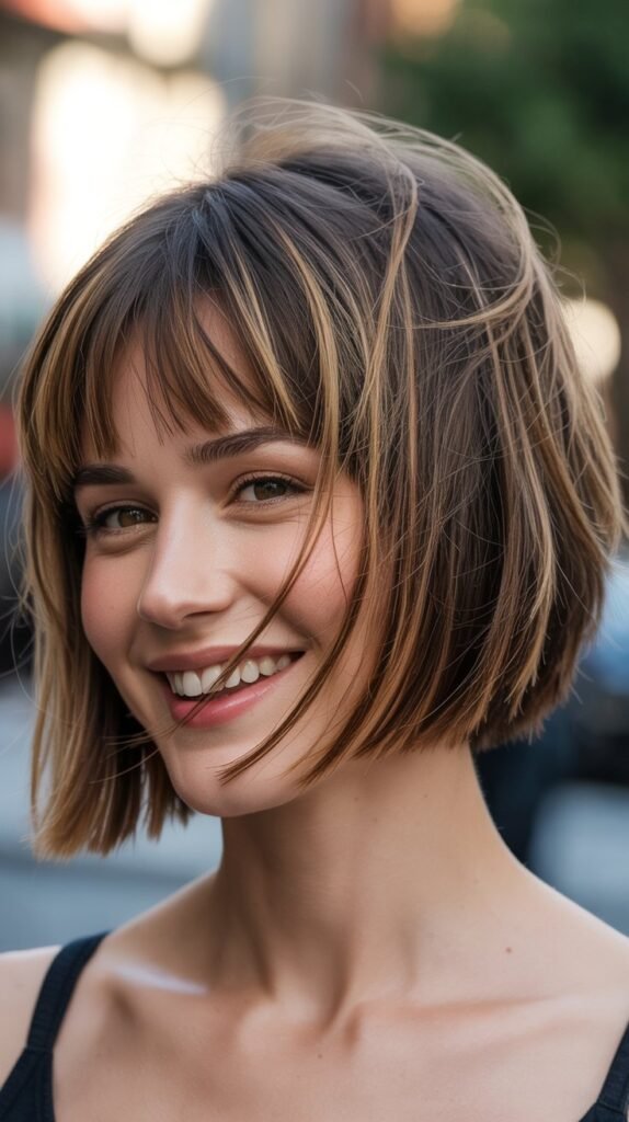 14. Choppy Bob with Graduated Bangs