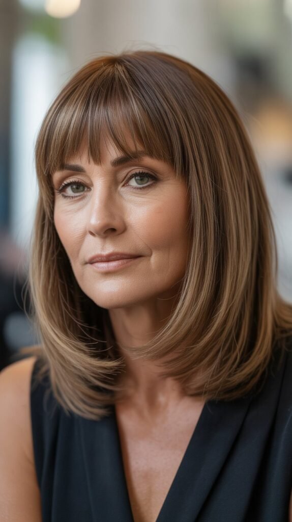 19. Sleek Long Bob with Razored Bangs