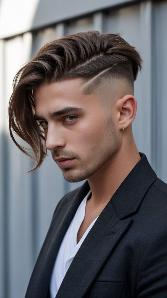 17. Side Part with Long Top