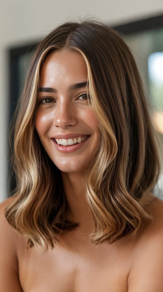  Long Bob with Balayage Highlights