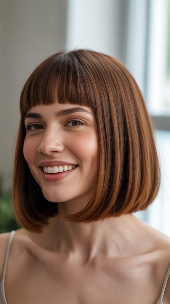  Long Bob with Arched Bangs