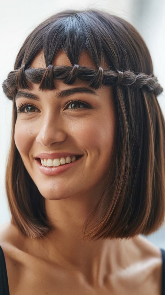  Long Bob with Faux Bangs Using Twists