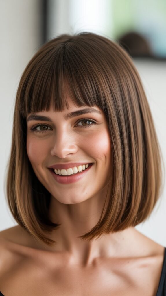  Blunt Cut Long Bob with Full Bangs