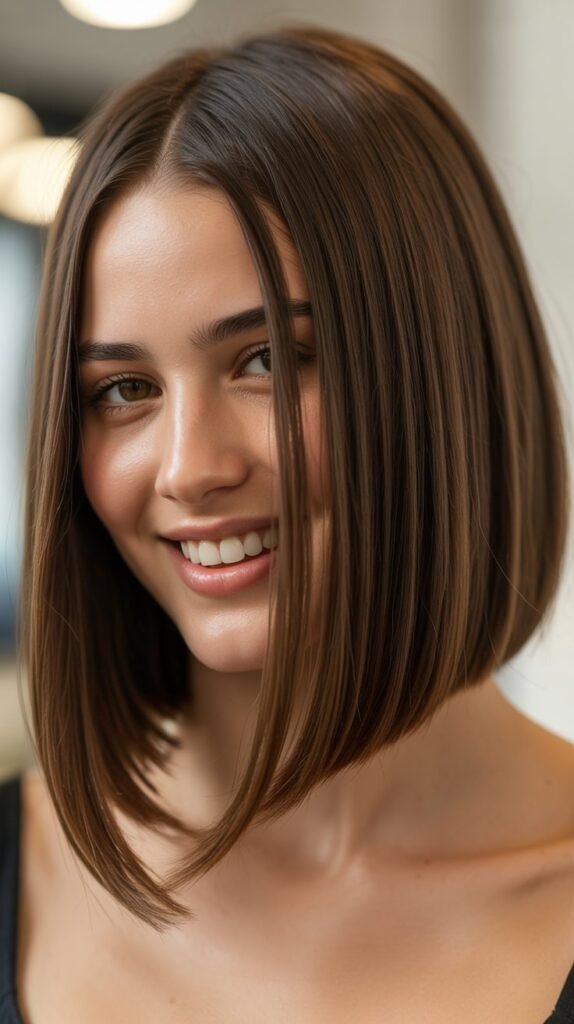 27. Classic Stacked Bob with Modern Finish