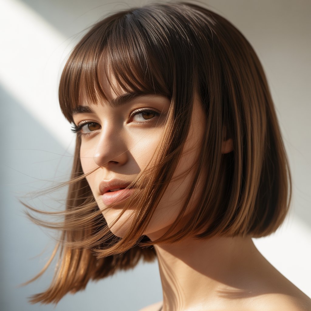 9. Long Bob with Side-Swept Bangs