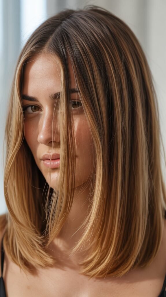 11. Long Bob with Balayage Highlights