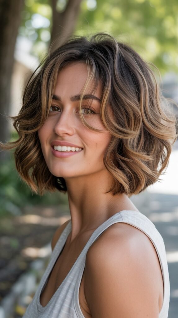 3. Layered Choppy Bob with Face-Framing Pieces