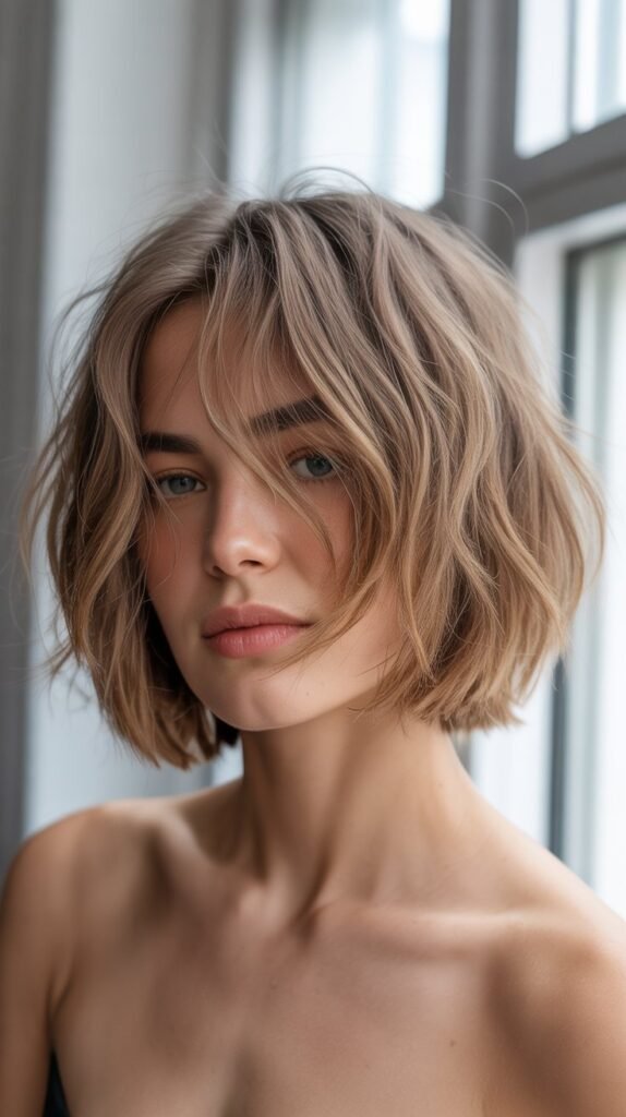 13. Tousled Choppy Bob for Effortless Cool