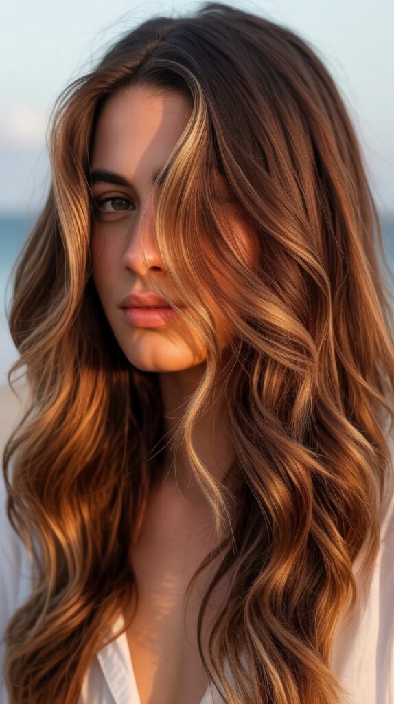 28. Warm Brunette Sunkissed Layers
